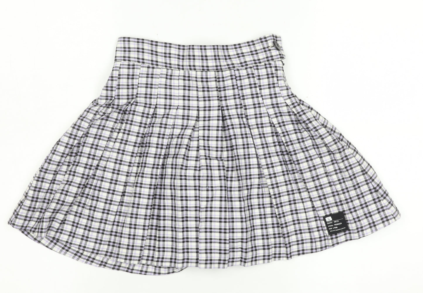Bershka Women's Multicoloured Pleated High Rise Short Skirt XS