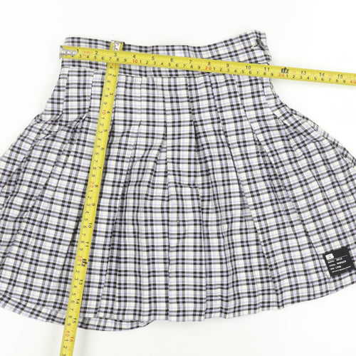 Bershka Women's Multicoloured Pleated High Rise Short Skirt XS