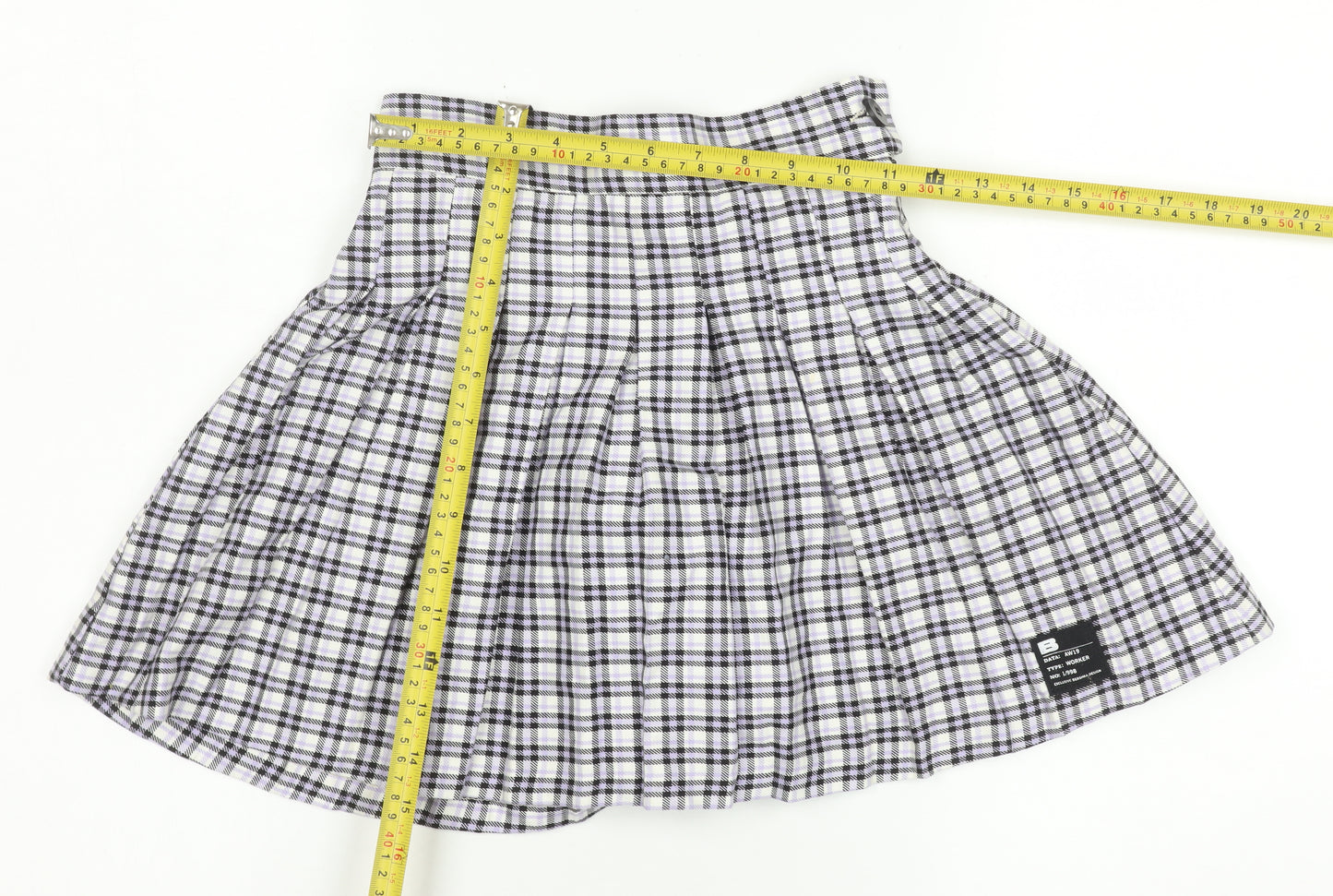 Bershka Women's Multicoloured Pleated High Rise Short Skirt XS