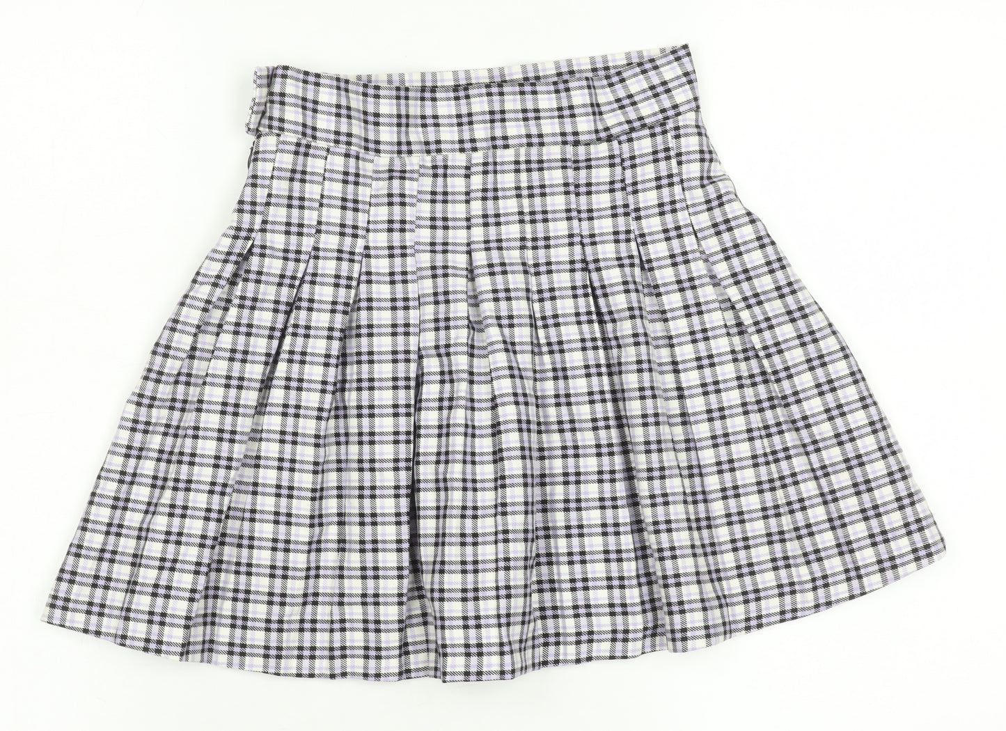 Bershka Women's Multicoloured Pleated High Rise Short Skirt XS