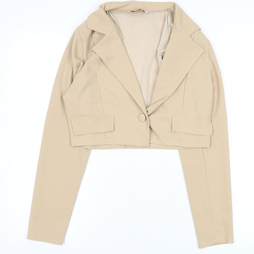 Quiz Beige Cropped Tailored Suit Jacket Women’s Size 8