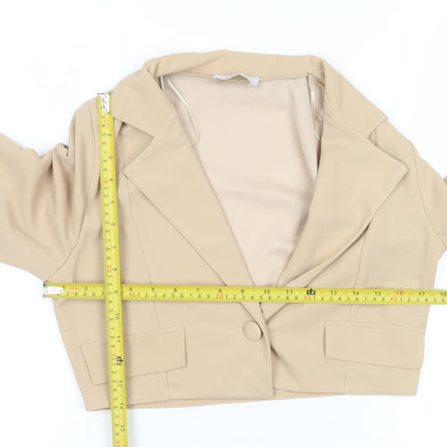 Quiz Beige Cropped Tailored Suit Jacket Women’s Size 8