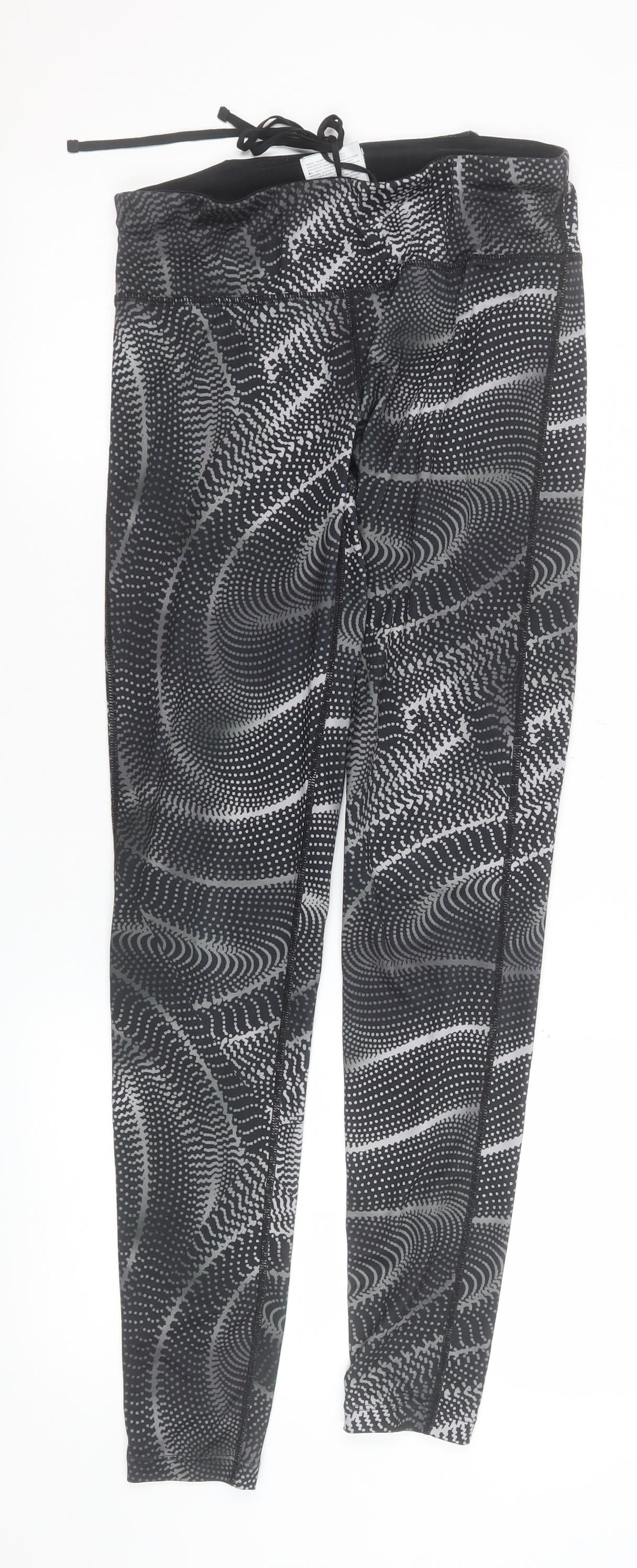 Nike Women's Black Dri-FIT Printed Leggings S Slim Fit Activewear Trousers