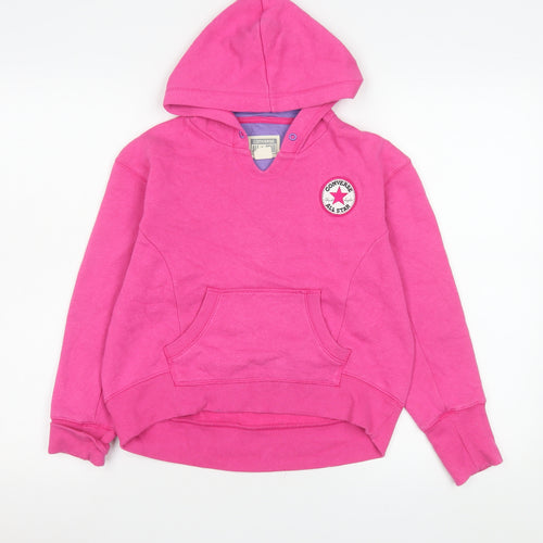 Converse Girls Pink Pullover Hoodie 10-12 Years Cotton Blend Logo Jumper