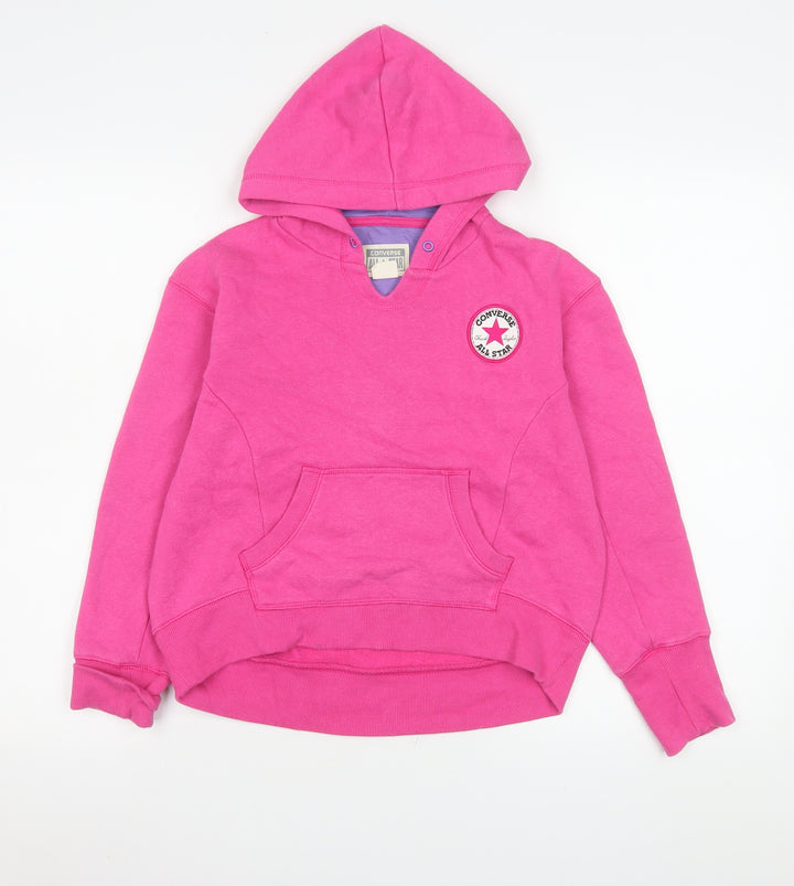 Converse Girls Pink Pullover Hoodie 10-12 Years Cotton Blend Logo Jumper