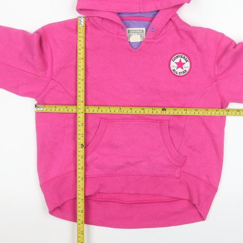 Converse Girls Pink Pullover Hoodie 10-12 Years Cotton Blend Logo Jumper