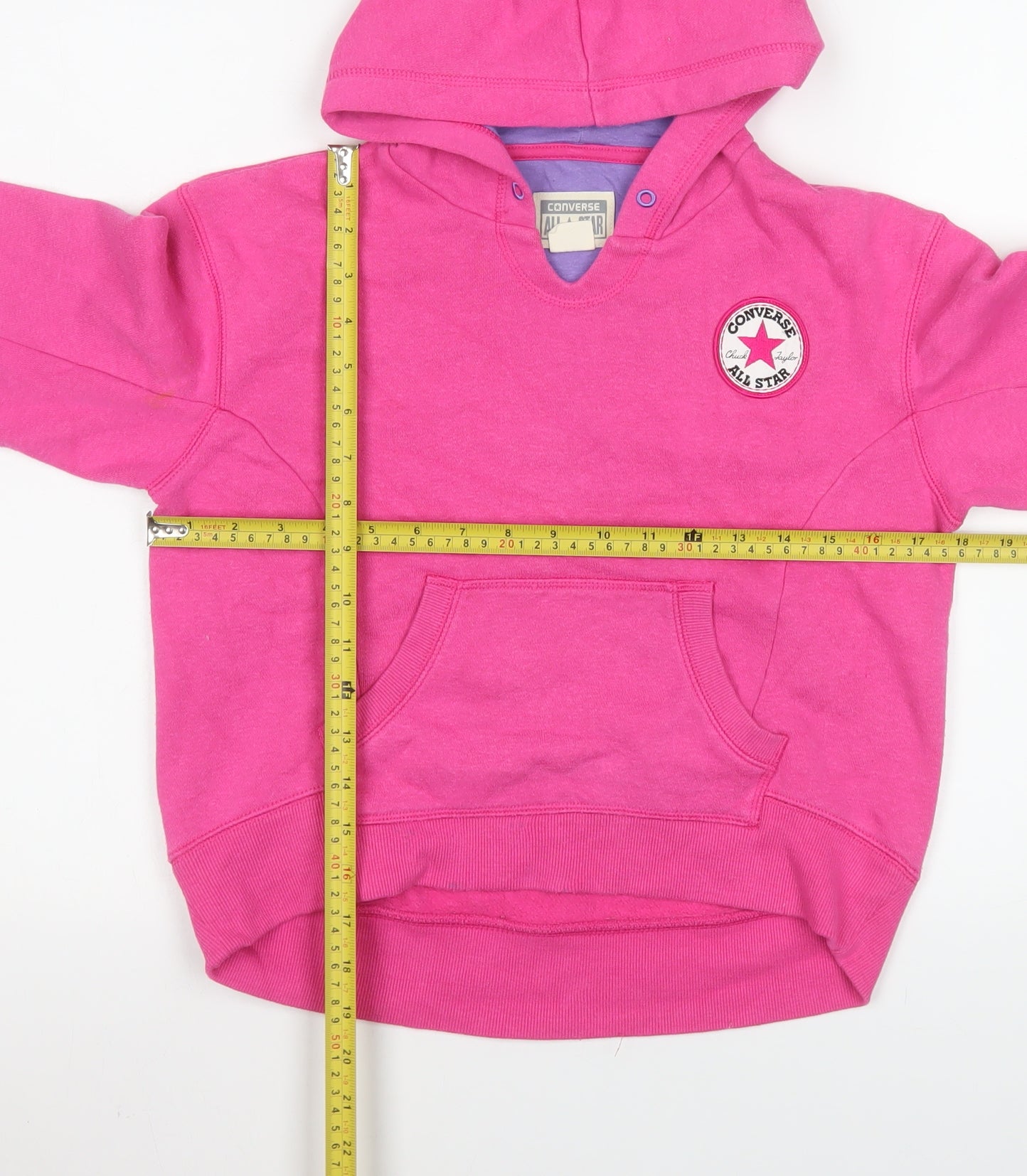 Converse Girls Pink Pullover Hoodie 10-12 Years Cotton Blend Logo Jumper