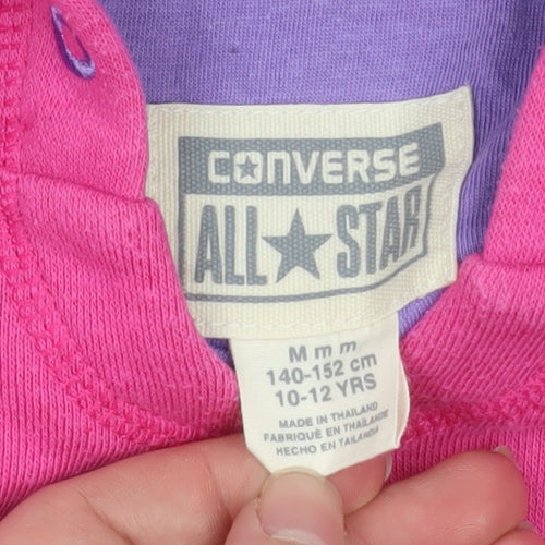 Converse Girls Pink Pullover Hoodie 10-12 Years Cotton Blend Logo Jumper