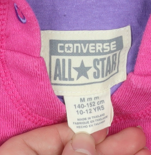 Converse Girls Pink Pullover Hoodie 10-12 Years Cotton Blend Logo Jumper