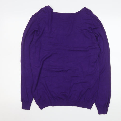 Gerard Women Purple Sequin Butterfly Pullover Sweater L