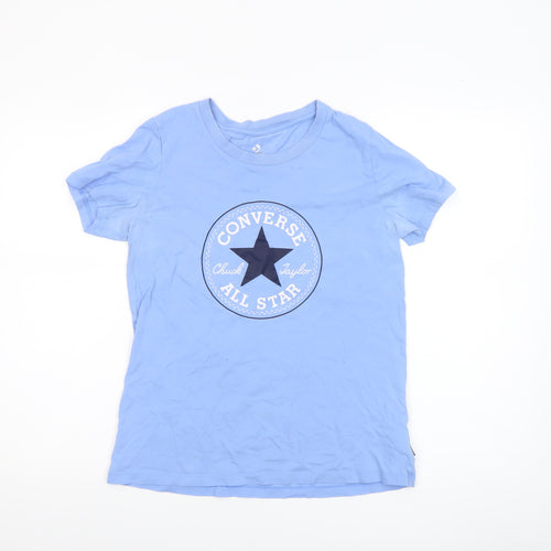 Converse Boys Blue Classic Fit Graphic Logo Short Sleeve Cotton T-Shirt Size S