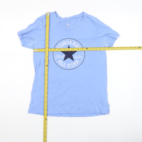 Converse Boys Blue Classic Fit Graphic Logo Short Sleeve Cotton T-Shirt Size S