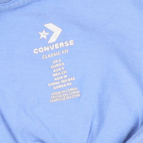 Converse Boys Blue Classic Fit Graphic Logo Short Sleeve Cotton T-Shirt Size S