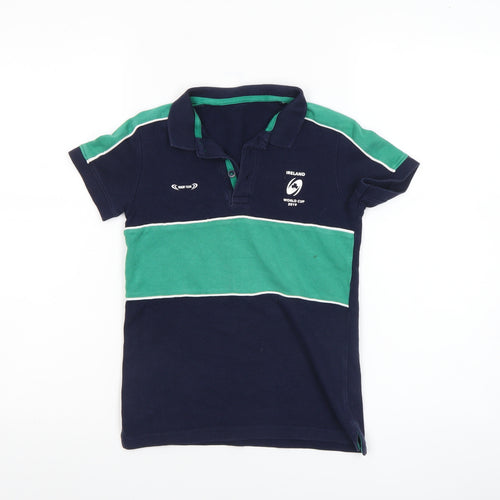Bennetton Boys Blue & Green Rugby World Cup Polo Shirt 6-7 Years