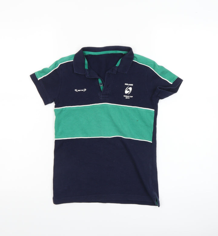 Bennetton Boys Blue & Green Rugby World Cup Polo Shirt 6-7 Years