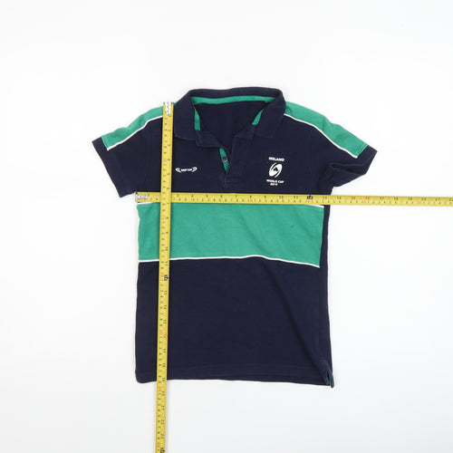 Bennetton Boys Blue & Green Rugby World Cup Polo Shirt 6-7 Years