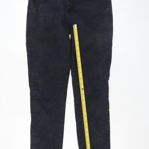I Say Womens Black Slim Fit Stretch Trousers Size 12