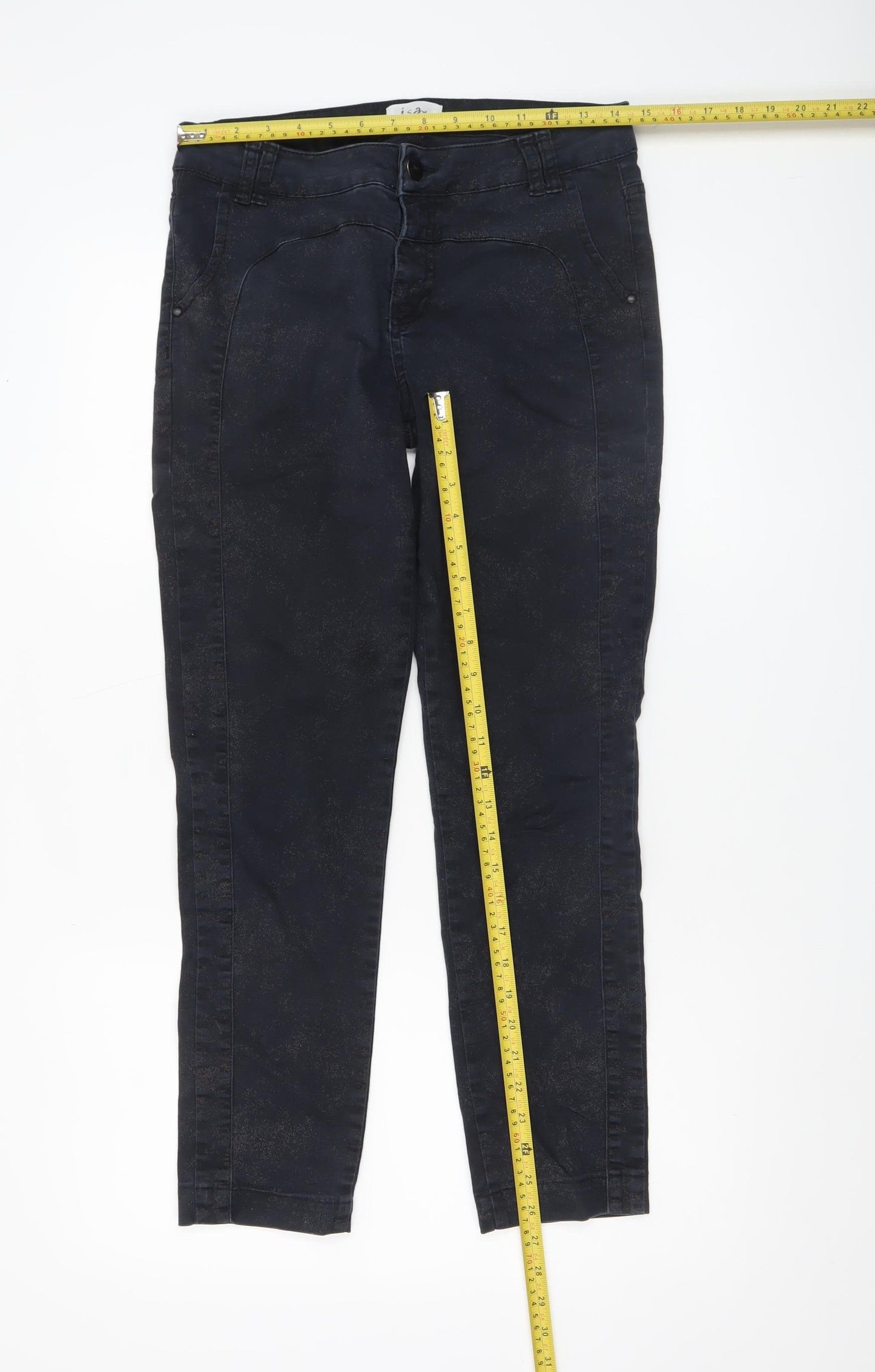 I Say Womens Black Slim Fit Stretch Trousers Size 12
