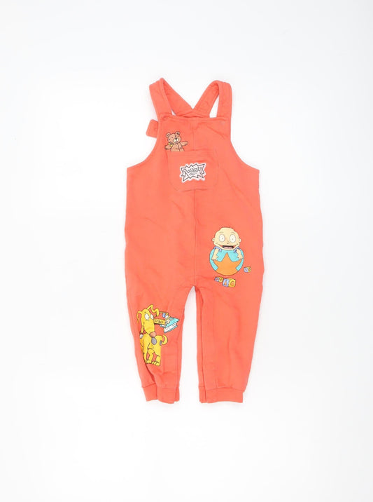 Rugrats Unisex Baby Orange Cotton Dungaree 12-18 Months Cartoon Playwear
