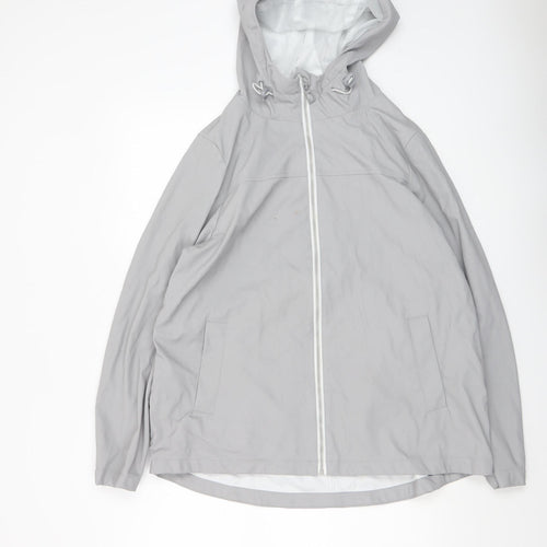 Dunnes Women's Grey Hooded Waterproof Rain Coat Jacket Size 12
