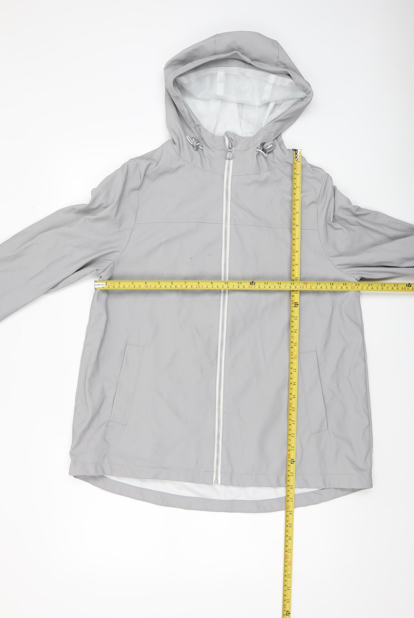 Dunnes Women's Grey Hooded Waterproof Rain Coat Jacket Size 12