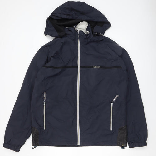 Kaierlai Mens Blue 2XL Windbreaker Hooded Jacket Water Resistant Outdoor