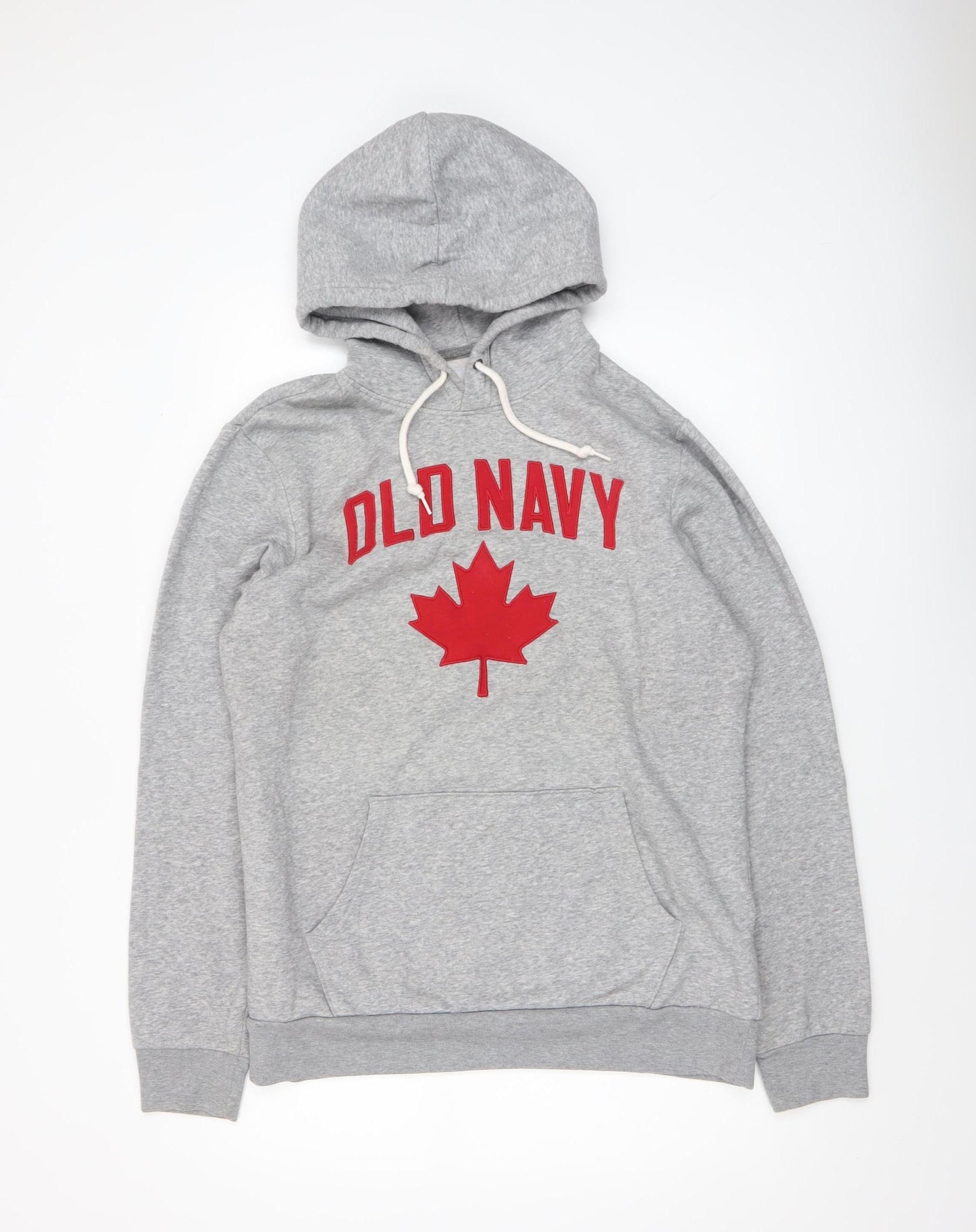 Old Navy Men's Grey Pullover Hoodie M Tall Logo Fleece Patriotic Style