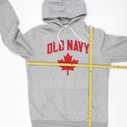 Old Navy Men's Grey Pullover Hoodie M Tall Logo Fleece Patriotic Style
