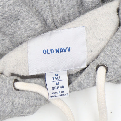 Old Navy Men's Grey Pullover Hoodie M Tall Logo Fleece Patriotic Style