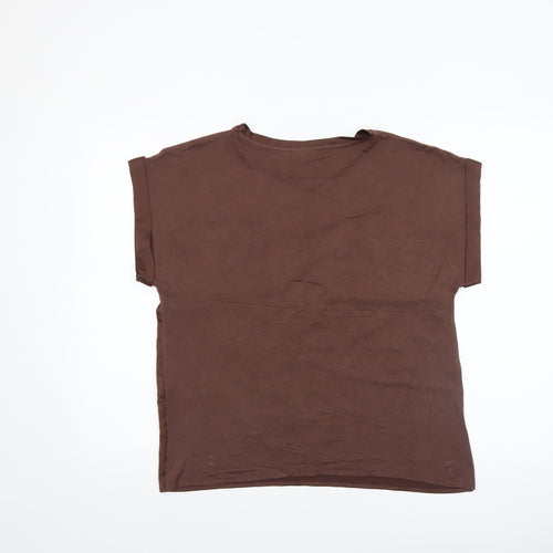 Vila Women Brown Short Sleeve Basic Blouse Size 8