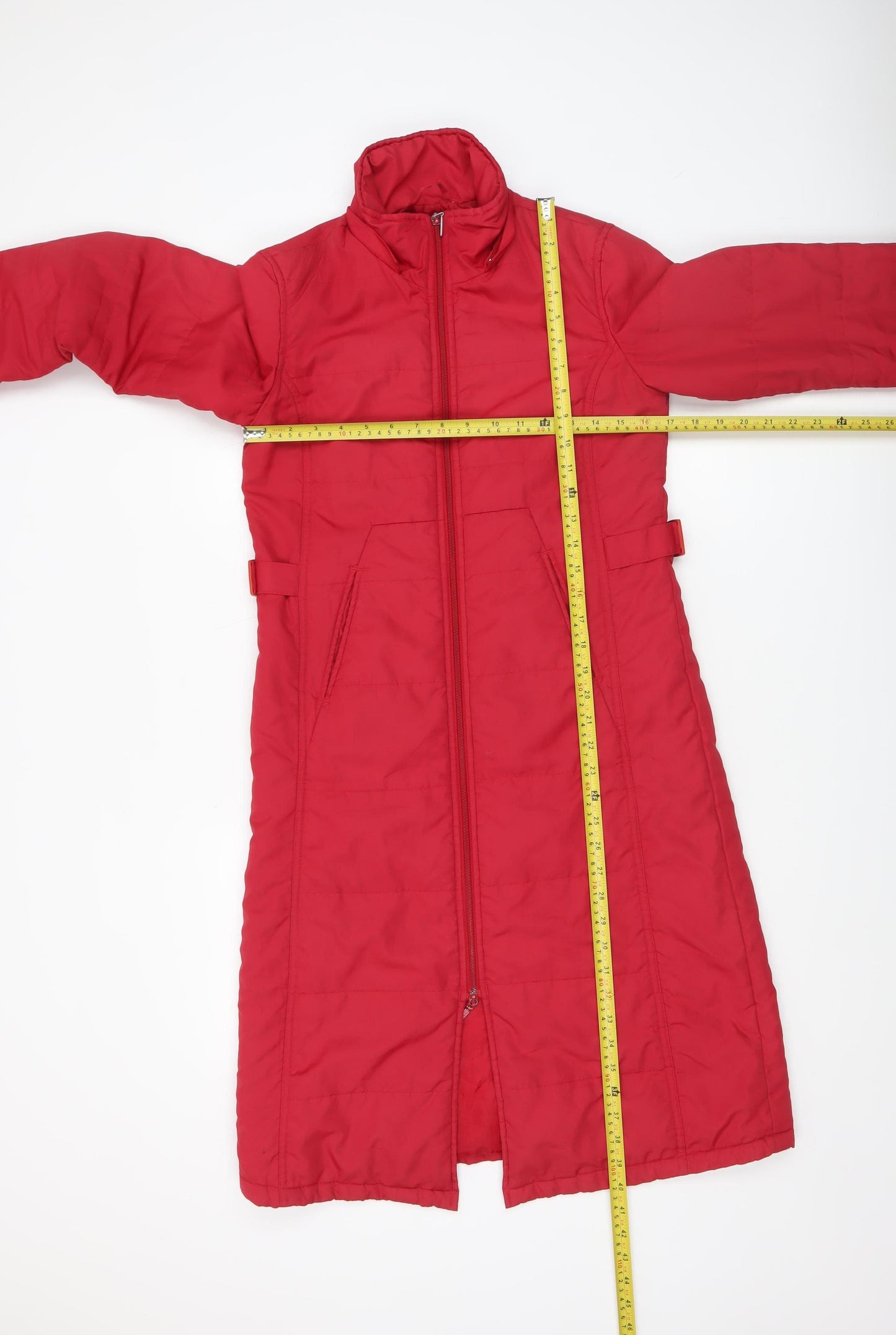 Xdye Womens Red Long Puffer Coat Size 8 Full Zip Winter Jacket