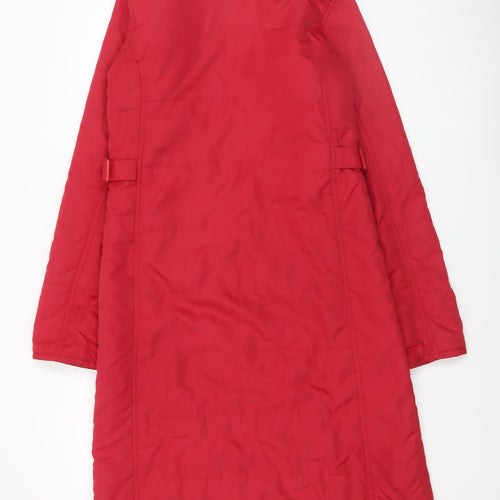 Xdye Womens Red Long Puffer Coat Size 8 Full Zip Winter Jacket