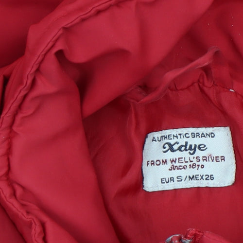 Xdye Womens Red Long Puffer Coat Size 8 Full Zip Winter Jacket
