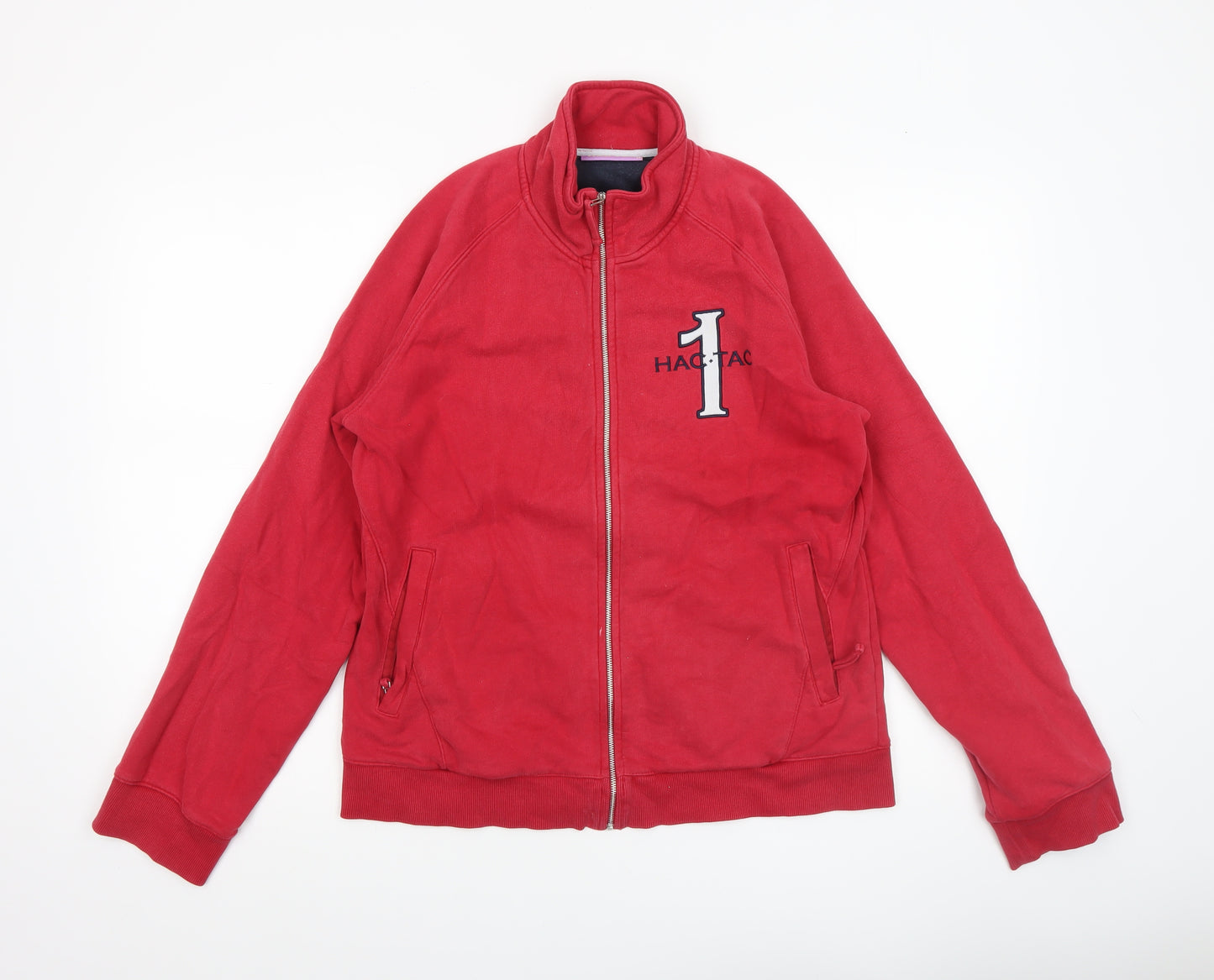 HAC TAC Womens Red Full Zip Cotton Blend Jacket Size 14