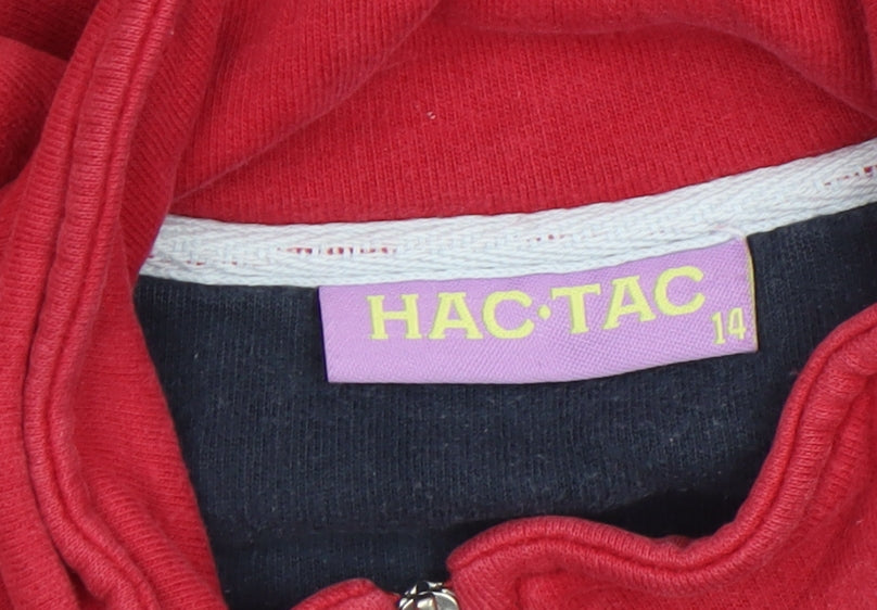 HAC TAC Womens Red Full Zip Cotton Blend Jacket Size 14