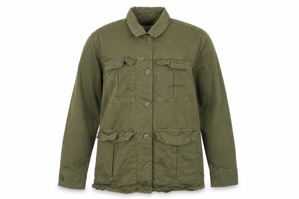 Front view of Part Two Women’s Green Cotton Military Jacket, size UK 12