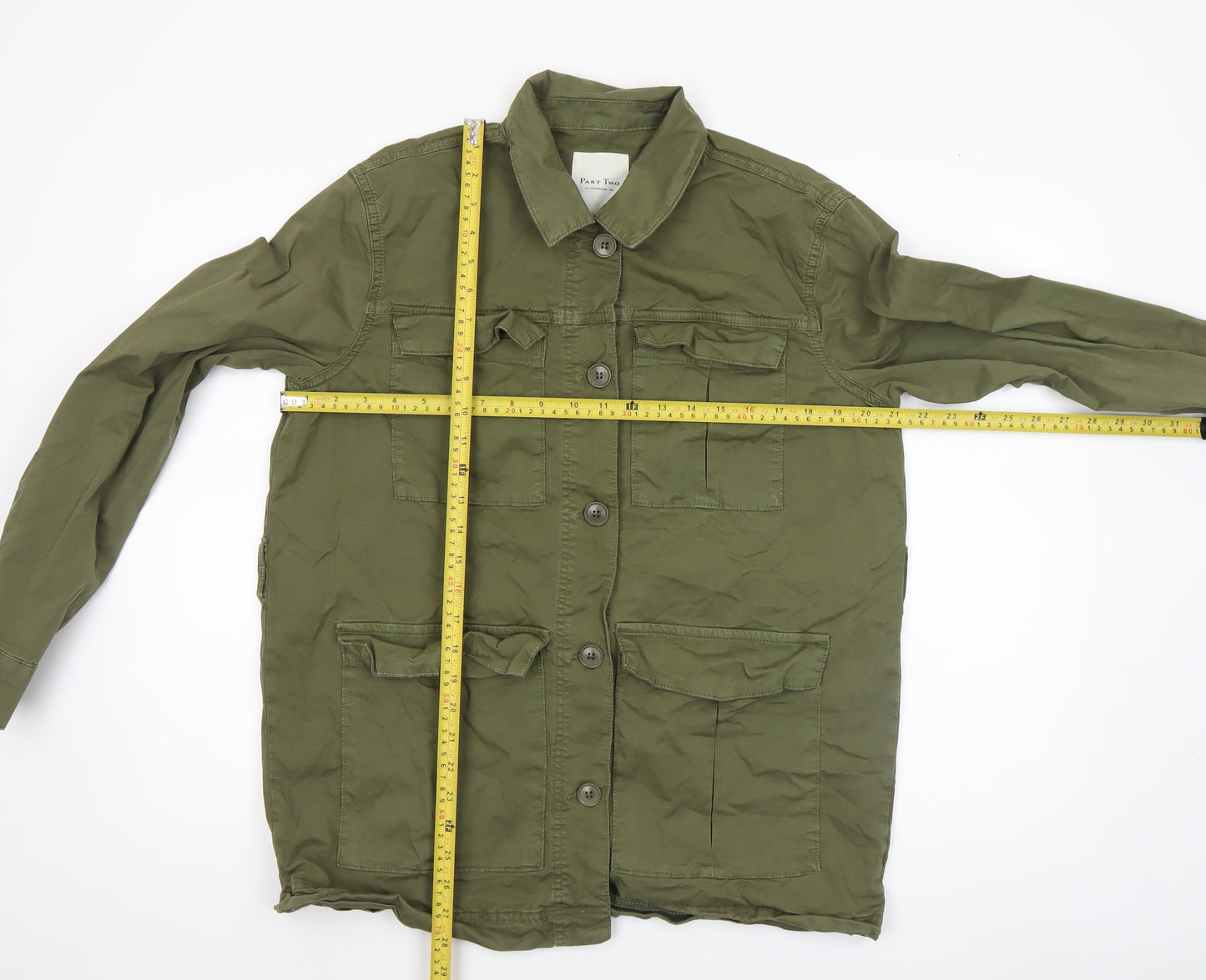 Part Two Women’s Green Cotton Military Jacket Size 12