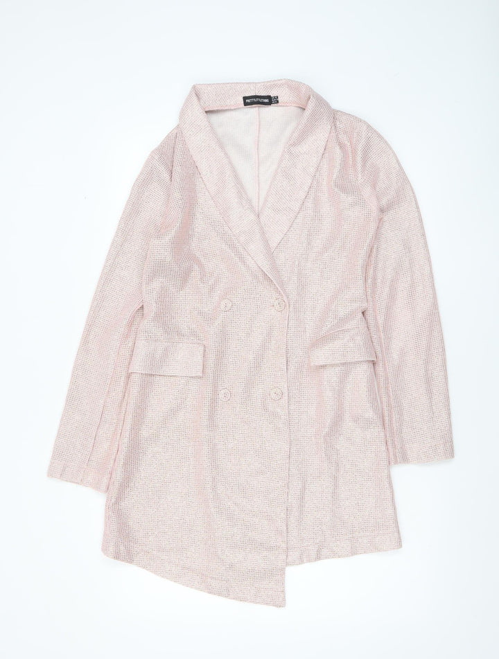 PrettyLittleThing Women’s Pink Glitter Blazer Jacket UK 10