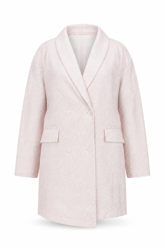 Front view of PRETTYLITTLETHING Women’s Pink Glitter Blazer Jacket UK 10