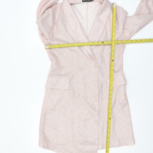 PrettyLittleThing Women’s Pink Glitter Blazer Jacket UK 10