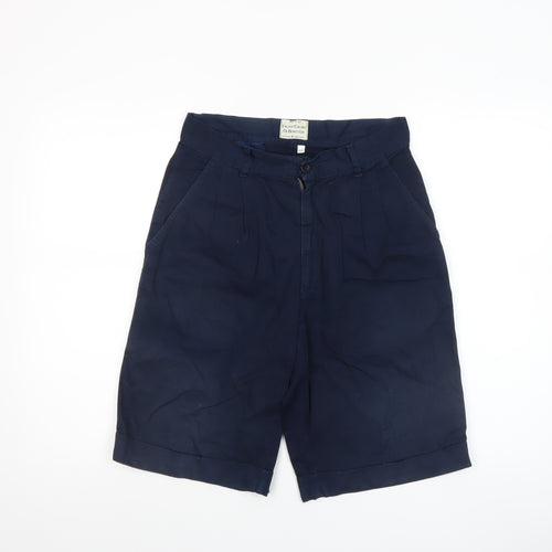 United Colors of Benetton Women Blue Cotton Bermuda Shorts Size 14