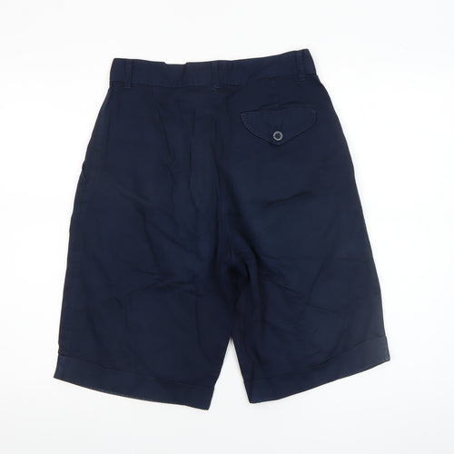 United Colors of Benetton Women Blue Cotton Bermuda Shorts Size 14