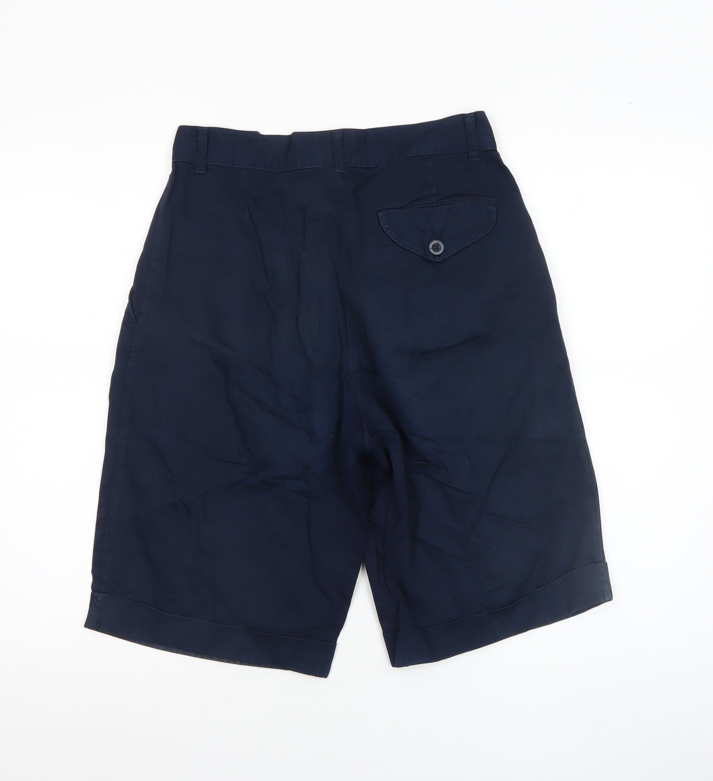 United Colors of Benetton Women Blue Cotton Bermuda Shorts Size 14