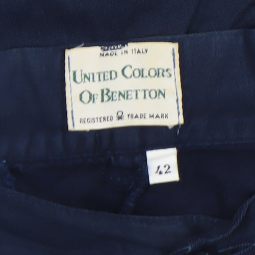 United Colors of Benetton Women Blue Cotton Bermuda Shorts Size 14
