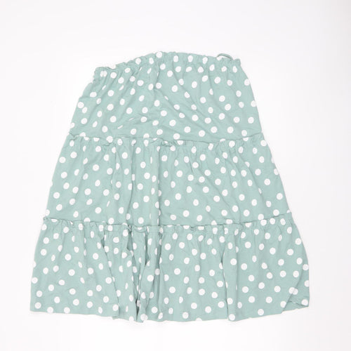 ASOS DESIGN Women's Green Polka Dot Cotton Peasant Skirt UK 10