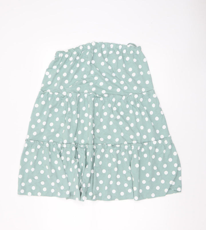 ASOS DESIGN Women's Green Polka Dot Cotton Peasant Skirt UK 10