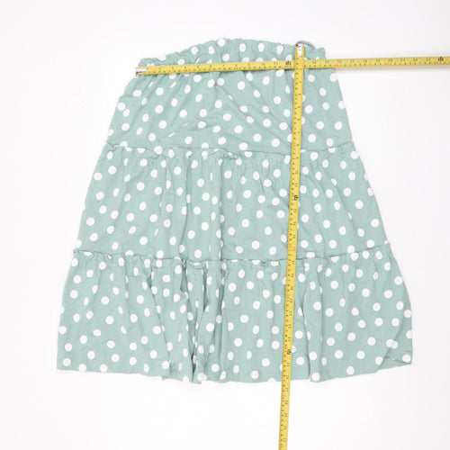 ASOS DESIGN Women's Green Polka Dot Cotton Peasant Skirt UK 10