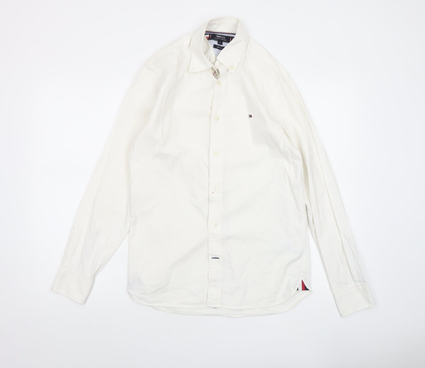 Tommy Hilfiger Men's White Regular Fit Button-Up Shirt XS