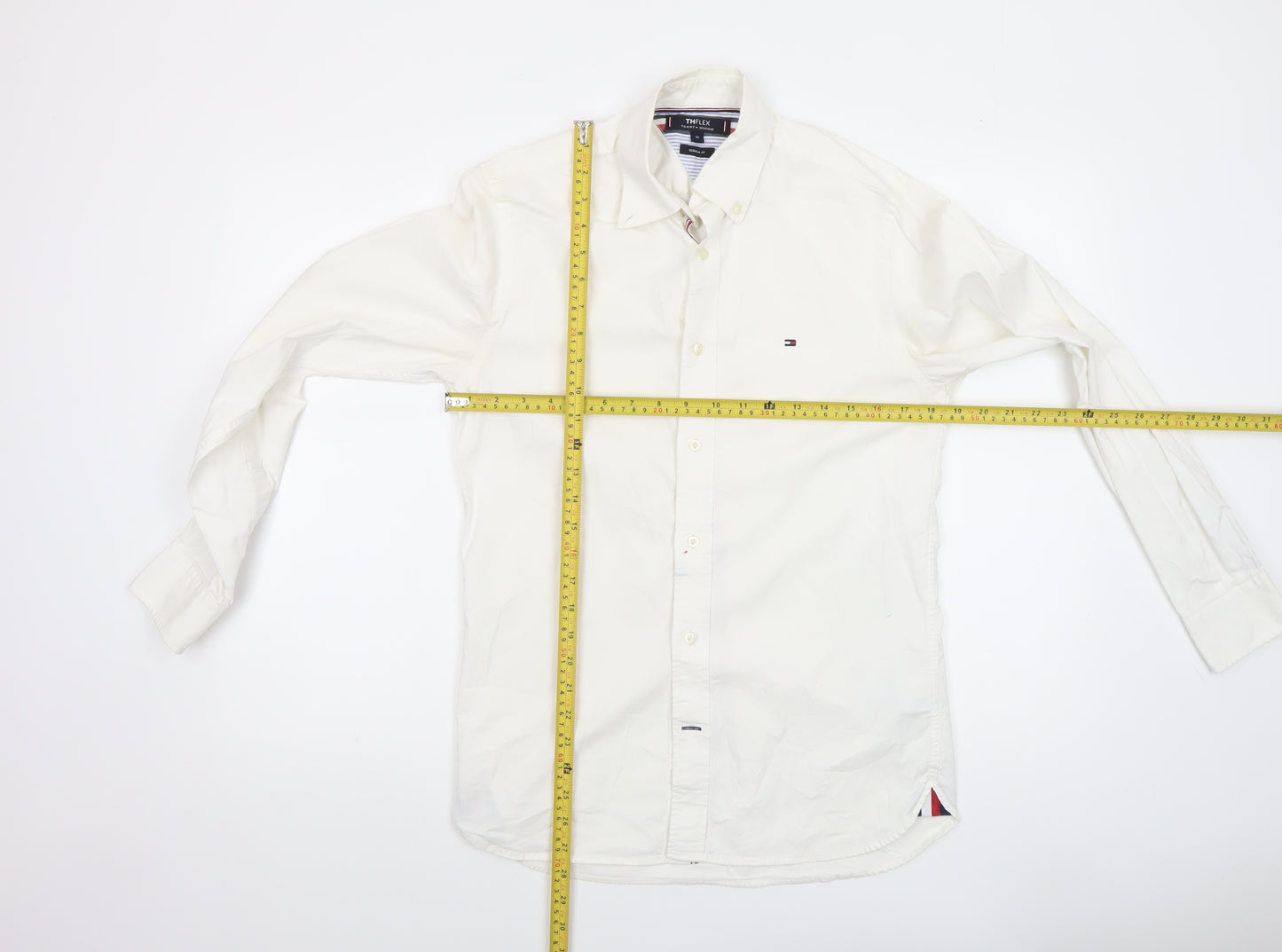 Tommy Hilfiger Men's White Regular Fit Button-Up Shirt XS