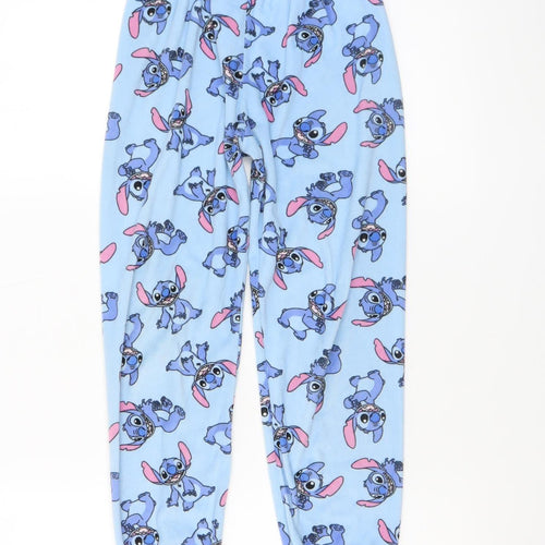 Primark Girls Blue Stitch Fleece Pyjama Pants 8-9 Years Disney Sleepwear